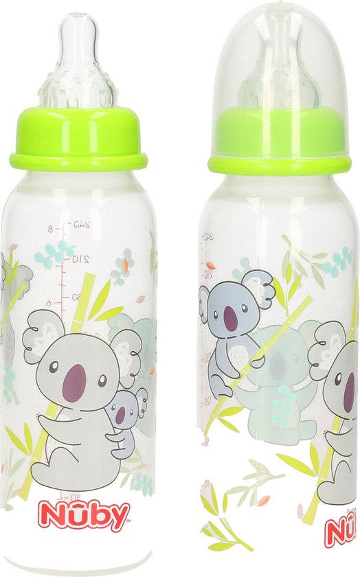 Nûby Baby Drinkfles - 2x stuks - groen - 240 ml - babies antikoliekspeen