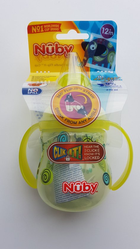 Nuby Designer Series Antilekbeker Met 360° Rietje 270ml Groen van Nûby
