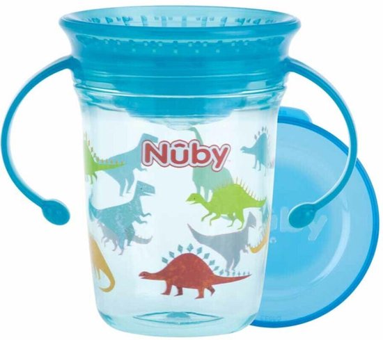 Nûby - Drinkbeker - 360° Wonder cup met handvatten in Tritan™ - Aqua - 240ml - 6m+ van Nûby