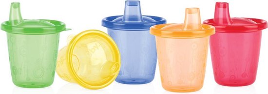 Nûby Drinkbekers met Tuit - Herbruikbaar - Verschillende kleuren - 6 Stuks van Nûby
