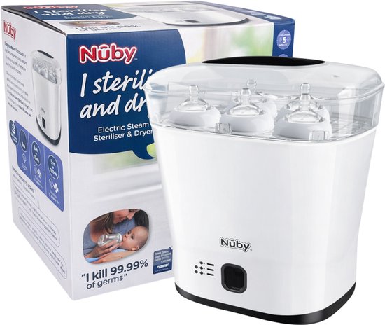 Nûby Flessen Sterilisator Elektrisch - Flessendroger Voor 5 Flessen - Baby Stoomsterilisator & Droogfunctie - Ook Voor Borstpompen, Spenen en Andere Voedingsaccessoires van Merkloos