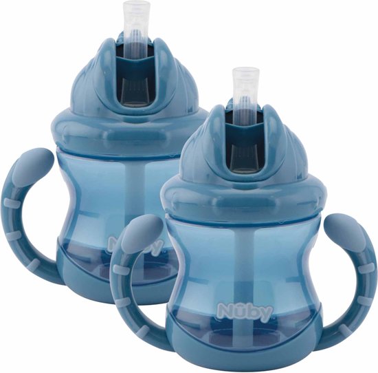 Nûby - Flip-It antilekbeker met handvatten - 2-pack - Blauw - 240ml - 12+ maanden van Nûby