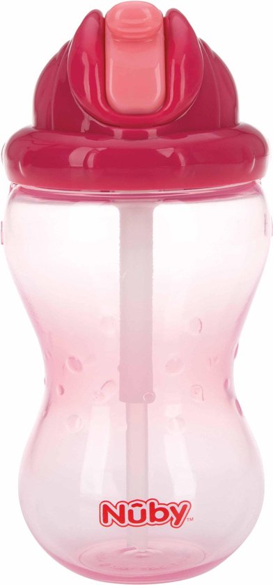 Nûby - Flip-It beker met zacht silicone rietje - Roze - 360ml - 12+ maanden van Nûby