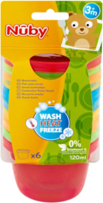 Nuby - Snack kommetjes - 6 kommetjes met deksel van Nûby