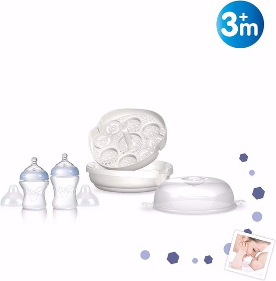 Nuby Stoomsterilisator + 2 Flessen van Nûby