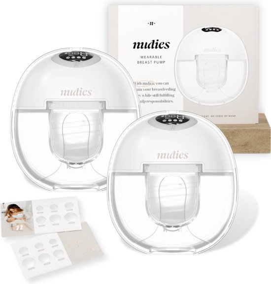 Nudies Pump™ (dubbele) - Nudies handsfree borstkolf - Draagbare Automatisch and Handsfree borstkolf - Elektrische borstkolf voor thuis en op reis - Draadloze elektrische borstkolf met 4 modi, LED-display, 180ml, BPA vrij van Nudies