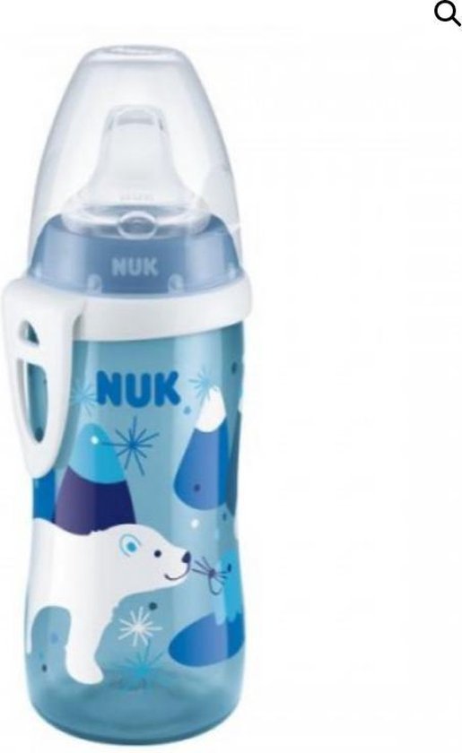 NUK ACTIEVE FLES, 300ML ZACHTE UITLOOP MET DRAAGKLEM - Blauw  (12+ maanden) van Merkloos