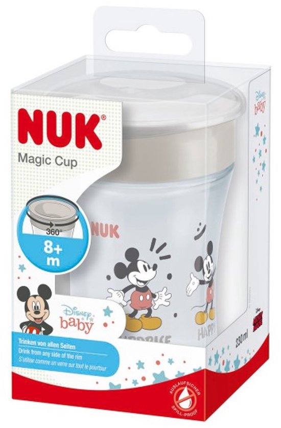Nuk baby drinkbeker Magic Cup 360 siliconen 230ml Mickey grijs-wit.
