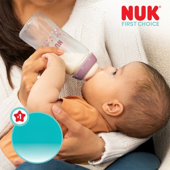 NUK - Babyfles - First Choice 300 ml met temperatuurregeling multicolor - antikolieksysteem - BPA-vrij - ergonomisch - hygiënisch - babyvoeding van Merkloos