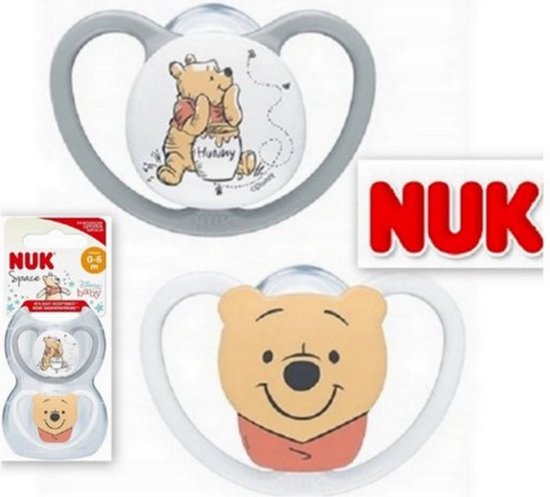 Nuk - Disney Baby - Space - Fopspeen 2 st - Siliconen - Disney Winnie Pooh 6-18 maanden van Nuk