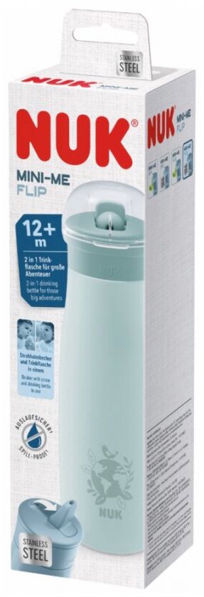 Nuk drinkfles Mini-Me Flip 500ml roestvrij staal mint 12M+ BPA-vrij.