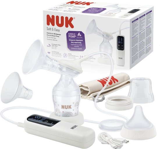 NUK elektrische borstpomp set - soft & easy - met accu - individuele programma's - low noice - soepele silicone van Nuk