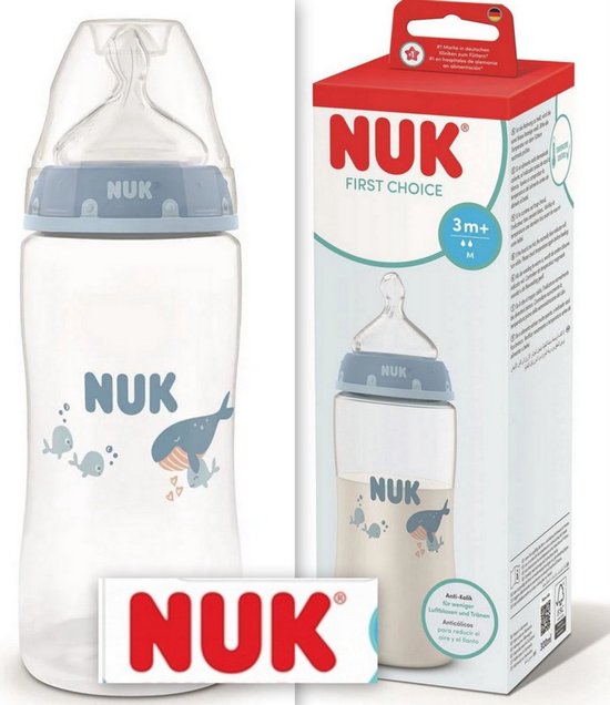 NUK | First Choice | babyfles 300 ml | Wal | 3 maanden + | speen maat : M|