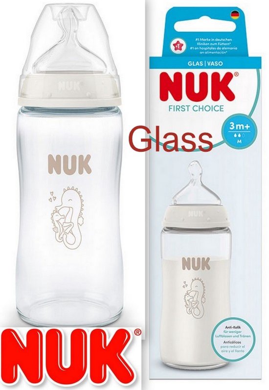 NUK First Choice+ Glazen Babyfles 240 ml Anti-Colic Speen 3+ Maanden van Merkloos