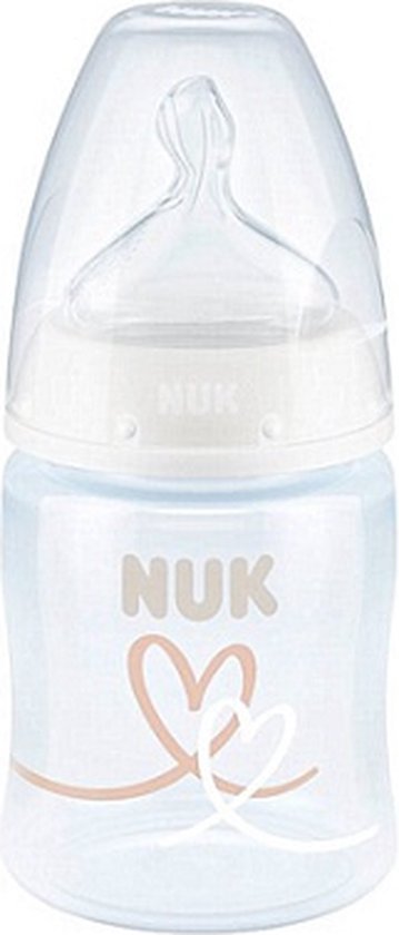 NUK First Choice+ ,  Hart, babyfles, 0-6 maanden, temperatuurcontrole, anti-kolic-ventiel, 150 ml, van Nuk