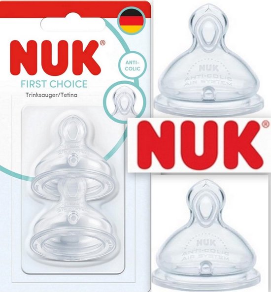 NUK - First Choice Siliconen - Anti-Colic - 2 Stuks - 6m+ - Flow Control | van Nuk