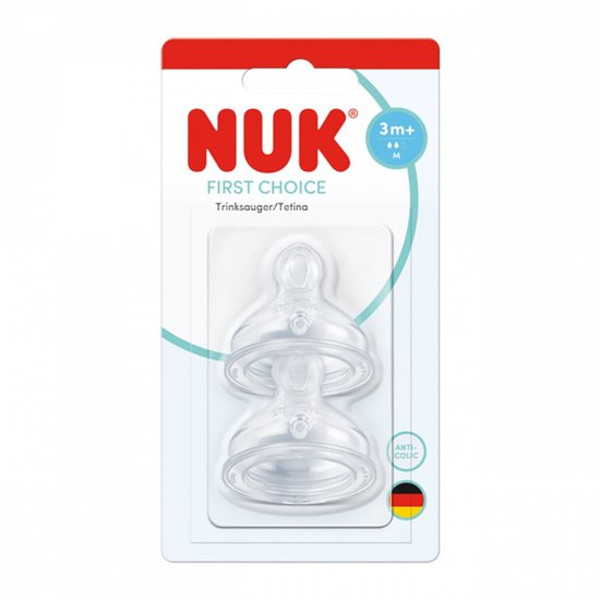 NUK | First Choice Siliconen | Speen M (3+ Maanden) | Anti-Colic | 2 Stuks | 3+ m van Merkloos