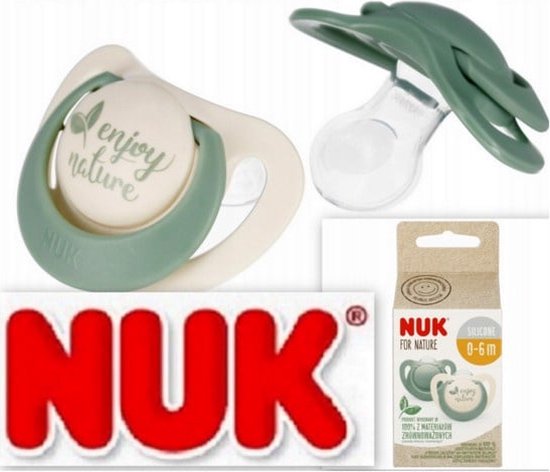 NUK | For Nature | Siliconen fopspenen | Gemaakt van natuurlijke grondstoffen | groen | set van 2 6-18 maanden van Nuk