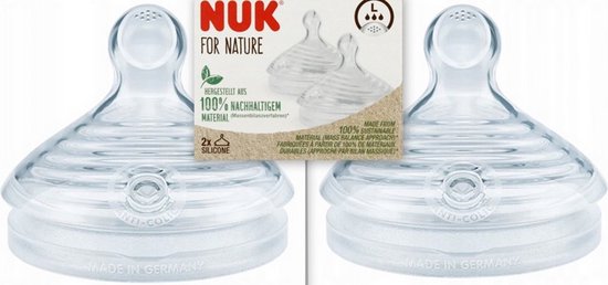 NUK | For Nature | vervangende drinkzuiger voor babyfles | 2 stuks L van Nuk