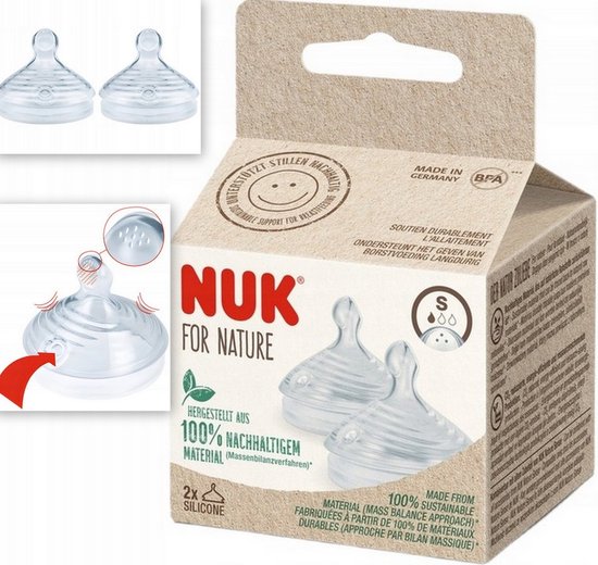 NUK | For Nature | vervangende drinkzuiger voor babyfles | 2 stuks M van Nuk