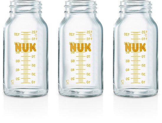 NUK - medic pro fles - moedermelk bewaarflesjes - babyfles - 125ML - Glas - 3 stuks van Merkloos