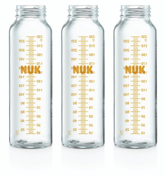 NUK - medic pro fles - moedermelk bewaarflesjes - babyfles - 230ML - Glas - 3 stuks van Merkloos