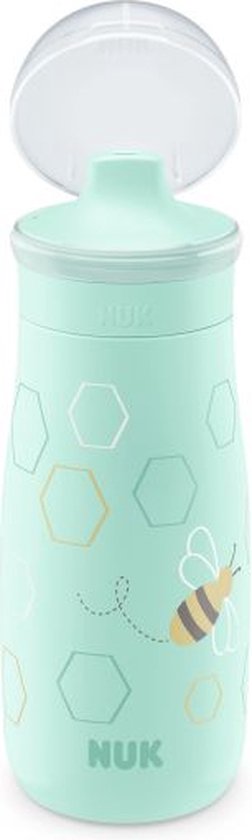 Nuk Mini-Me Sip Cup drinkfles - met bijtvaste drinkdeksel 300 ml - Bij - Mint- 9+ m van Nuk