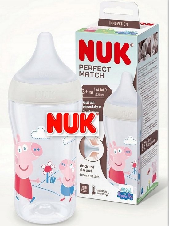 NUK | Peppa Pig | Perfect Match Babyfles | 3 m+ | 260 ml | 260 ml van Merkloos