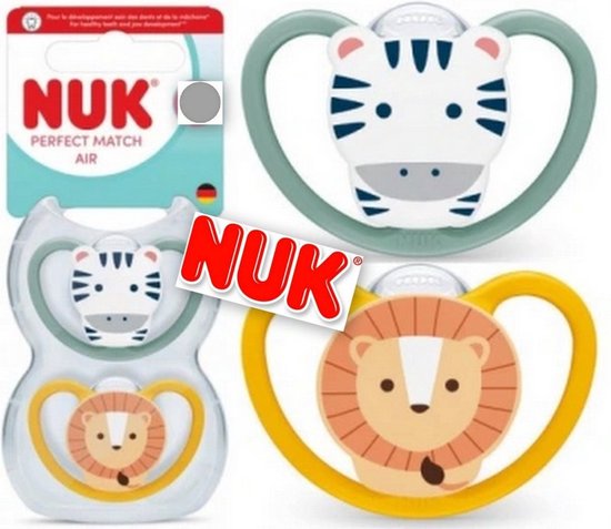 NUK Perfect Match Air fopspenen(zebra/ leeuw)- 18-36 maanden