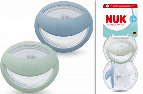 NUK Perfect Match Fopspeen 0–6 Maanden - NIEUW - Siliconen - 2 Stuks - Blauw & Mint Blauw
