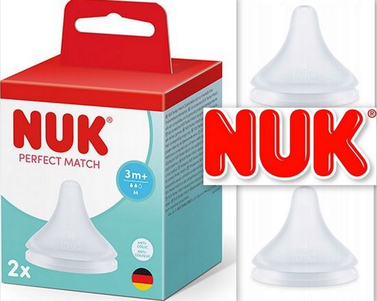 NUK | Perfect Match Fopspeen voor babyflessen | 2 stuks | past voor Perfect Match Babyflessen | 3 m+ | maat: M |