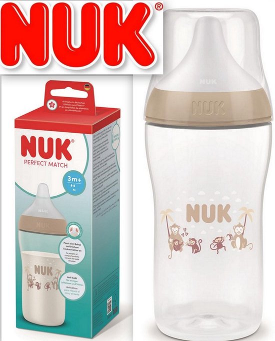 NUK Perfect Match PP | 260 ml | babyfles | speen M | 3+maanden | beige van Merkloos