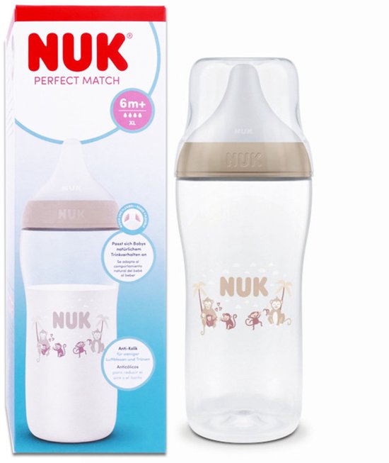 NUK Perfect Match PP - 360 ml - babyfles - speen XL - 6+maanden - beige van Nuk