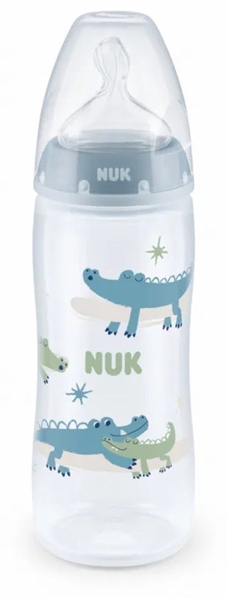 NUK Serenity+ | Fles | blauw krokodil 360 ml | 6-18 m | speen maat: M | 6-18 maanden