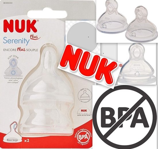 NUK | Serenity Plus | Anti Colic flesspeen siliconen | Air System | 6-18 maanden | 2 stuks | M