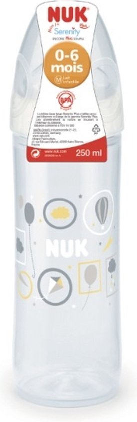NUK Serenity Plus | Ballonnen | Fles | 0-6 maanden | 250 ml | speen maat: M | 0-6 maanden van Merkloos
