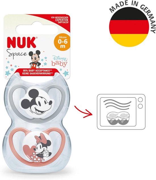 NUK Space Disney Baby fopspenen 2 st. 0-6 maanden van Merkloos