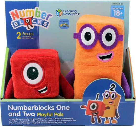 Numberblocks Knuffel: Figuren Een en Twee, Zacht Pluche Speelgoed voor Peuters van Merkloos