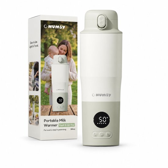 Numsy Draagbare Flessenwarmer Heat & Go Pro - Flessenwarmer Draadloos - Melk Verwarmer Baby