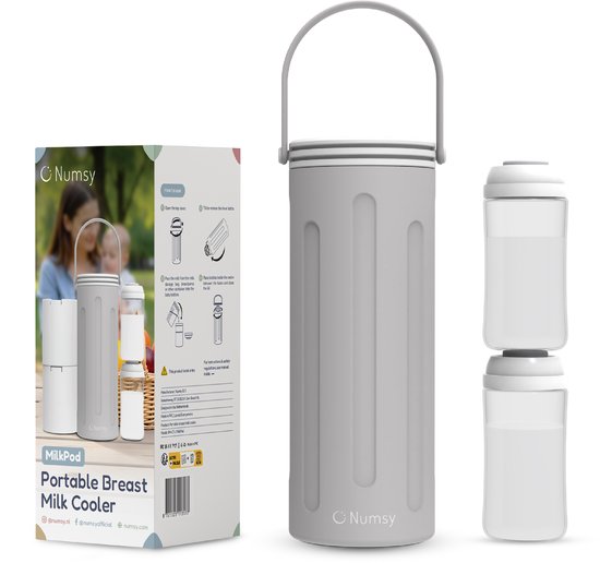 Numsy Melkkoeler Baby - Draagbare Moedermelkkoeler - 24u Koeling - Geen Condens - Incl. 2x350ml BPA-vrije Flesjes - Lekvrij van Merkloos