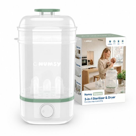 Numsy Steamy 3-in-1 Flessen Sterilisator & Droger – Voor schone flesjes, spenen en accessoires
