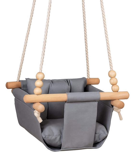 Nupimo Babyschommel voor Buiten & Binnen, Verstelbare Touwen, 6 tot 36 Maanden - Baby Schommel met Veiligheidsriem - Baby Schommelstoel Inclusief Bevestigingsmateriaal van Merkloos
