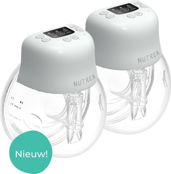Nutrea EasyFlow 2 Stuks – Elektrische Draadloze Borstkolf 17 mm – Handsfree Borstkolf – Oplaadbare Accu – Snelheid Aanpasbaar van Nutrea