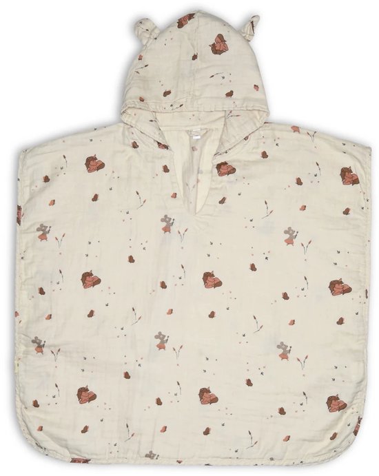 Nuuroo Flor Muslin poncho-creme eenhoorn 3-4 jaar