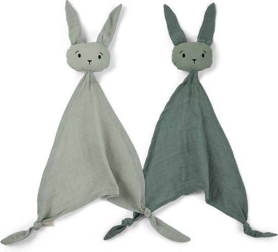 Nuuroo knuffeldoek konijn set van twee - groen van nuuroo