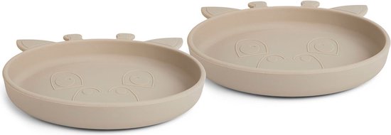 Nuuroo - Siliconen kinderbord Akila giraf anti slip  2 stuks - cobblestone van Nuuroo