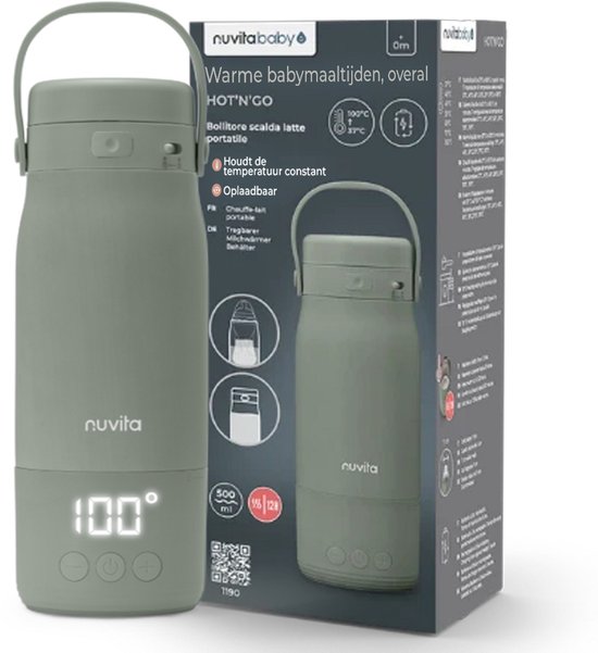 Nuvita Baby Hot'n'Go Draagbare Ketel en Flessenverwarmer, Melkverwarmer en Thermosfles in één - Verwarmen tot 100°C - Bain-marie - Voor Onderweg en Thuis van Merkloos
