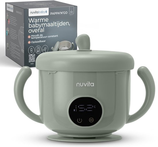 Nuvita Baby Pappa'n'Go Oplaadbare Babyvoeding Verwarmer 1980 - Flessenwarmer - 4 Temperatuurinstellingen - Waterdichte Deksel - Yoghurtfunctie - Antislip Zuignap van Merkloos