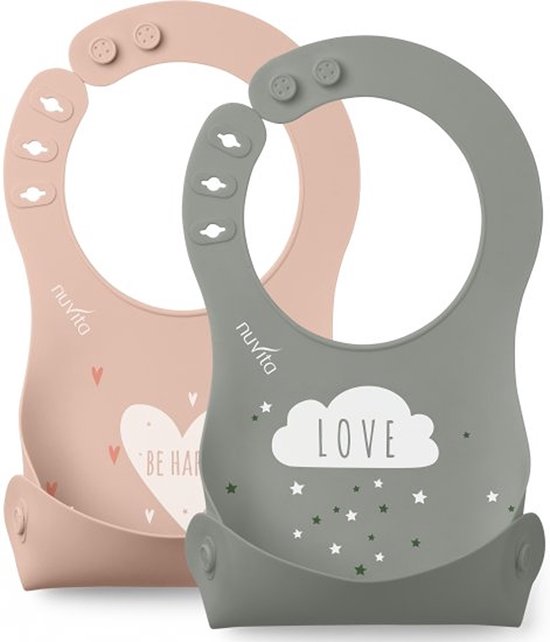 Nuvita Set Van 2 Siliconen Oprolbare Slabbetjes van Nuvita.