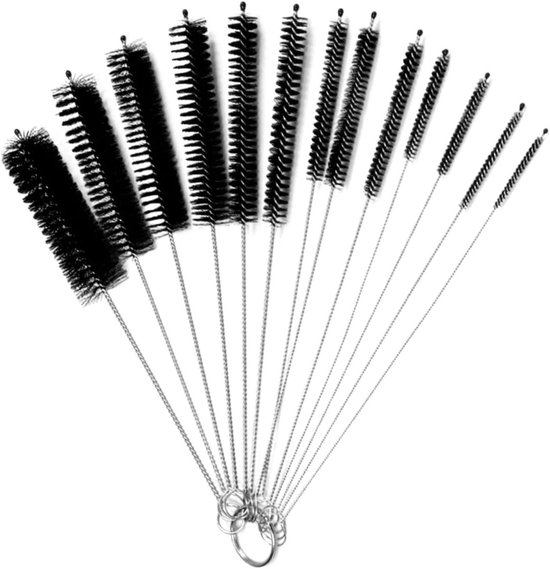 Nylon Tube Brush - Rietjesreinigingsborstel - Set van 13 - Flessenborstel - Nylon Borstel - Reinigingsborstel met Haak - Kleine Flessenborstel - Perfect voor het Reinigen van Rietjes, Glazen en Toetsenborden van Merkloos